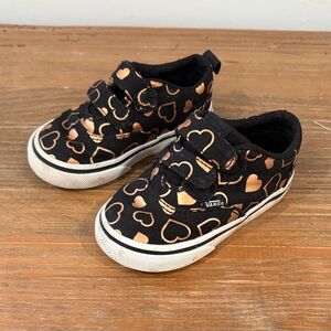 Vans Black and Gold Hearts Toddler Girl Sneakers